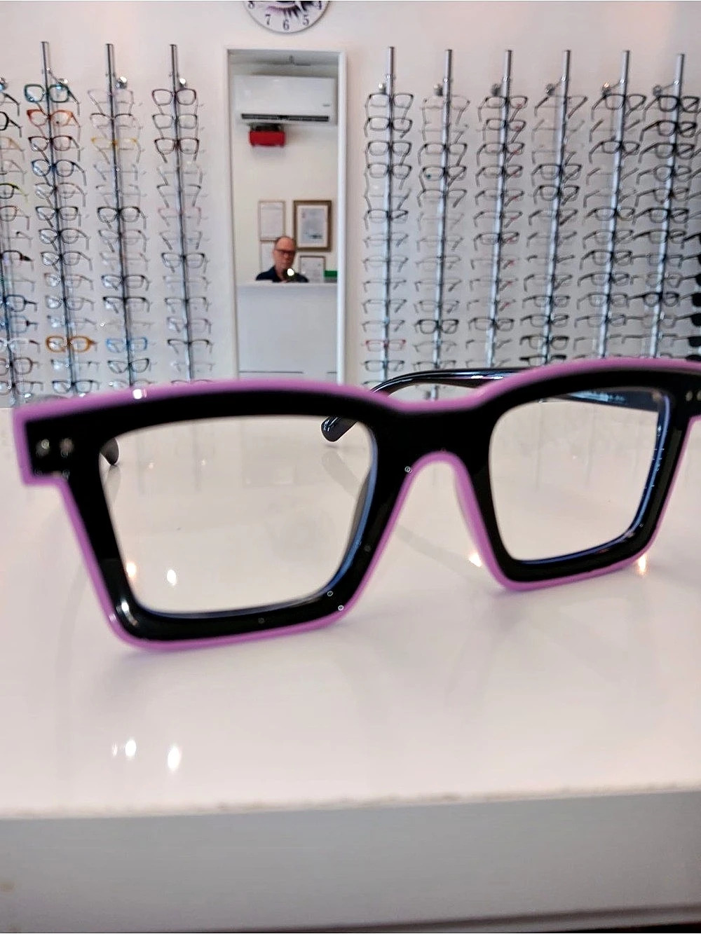 Pink & Black Square Glasses Like New